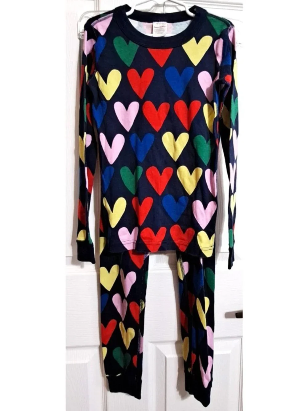 Hanna Andersson Girl's 8 Happy Hearts Long John Pajama Set